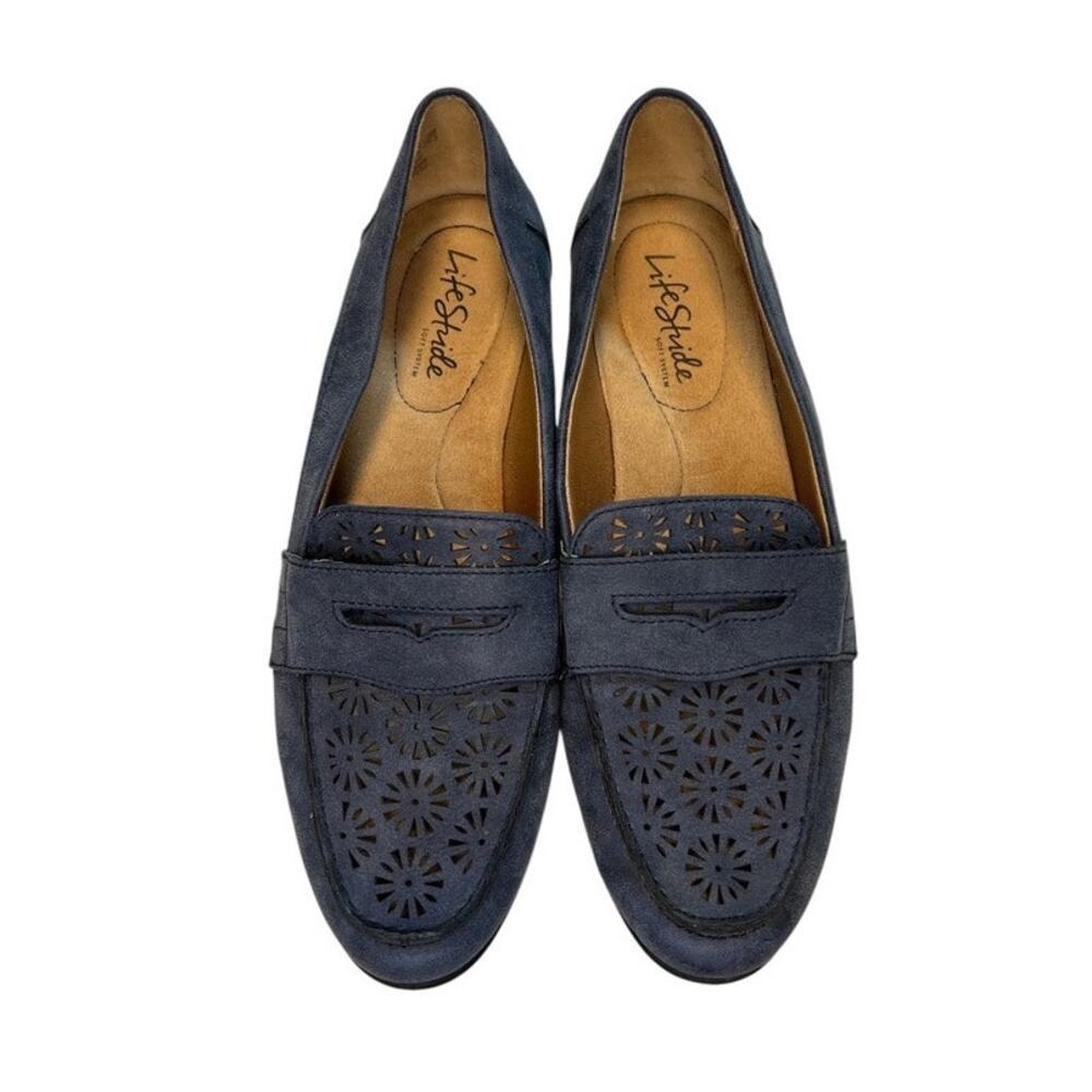 LifeStride Madison Perf Loafer suede blue cutout detail women's 7.5m